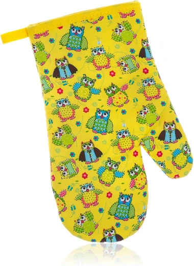 Cotton Kitchen Oven Mitt Owls 27 × 17 cm