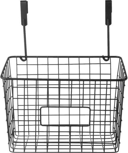Hanging metal basket for cabinet doors RADKA, black, 25 × 16 × 30 cm