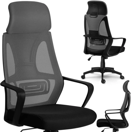 Praga office chair in gray micro-mesh