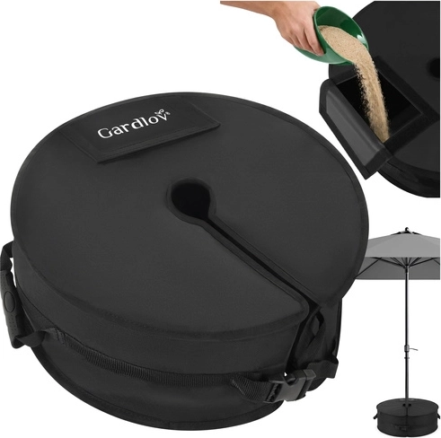 Smėliu pildomas skėčio stabilizavimo maišas Gardlov, 40 kg, 48 cm, juodas