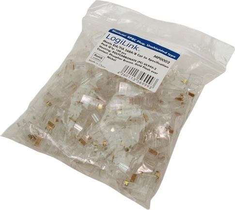 RJ45 CAT5 neekranuotos 8P8C jungtys – pakuotė 100 vnt.