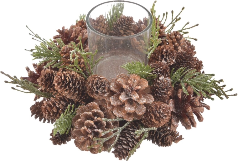 Glass Pinecone Candle Holder – 20 × 20 × 13 cm