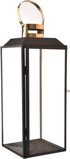 Metal decorative lantern black and gold 34 cm