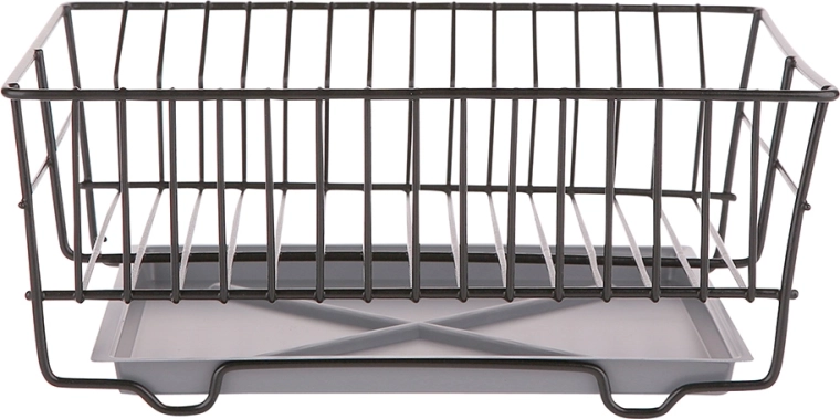 Black square dish drainer with drip tray 32 cm