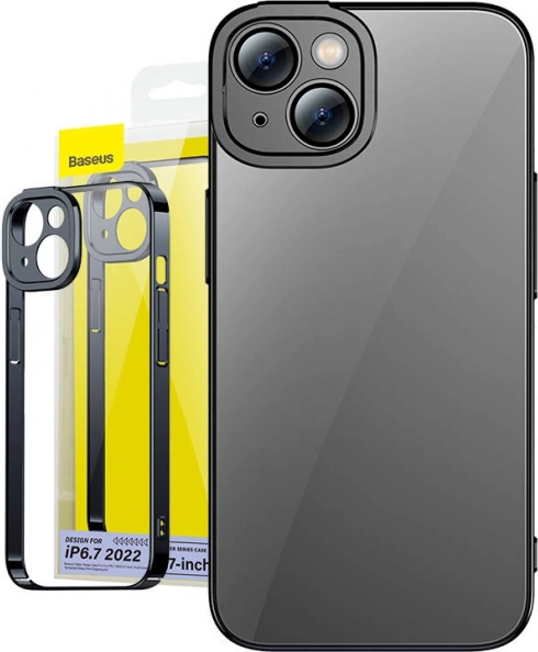 Skaidraus dėklo Baseus Glitter ir grūdinto stiklo rinkinys, skirtas iPhone 14 Plus