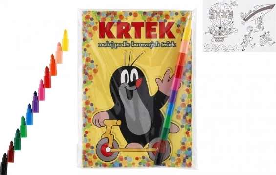 Coloring Book Mole A5 - Paint by Color Dots with Crayons