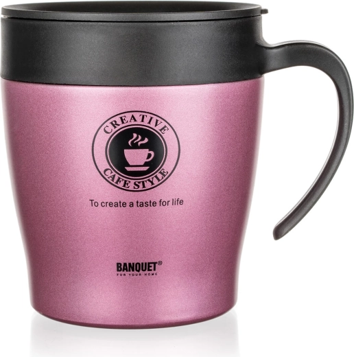 Rožinis nerūdijančio plieno termo puodelis Tazza 330 ml