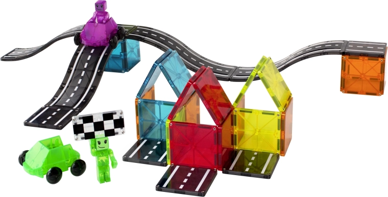 Build ramps and tracks with a road theme