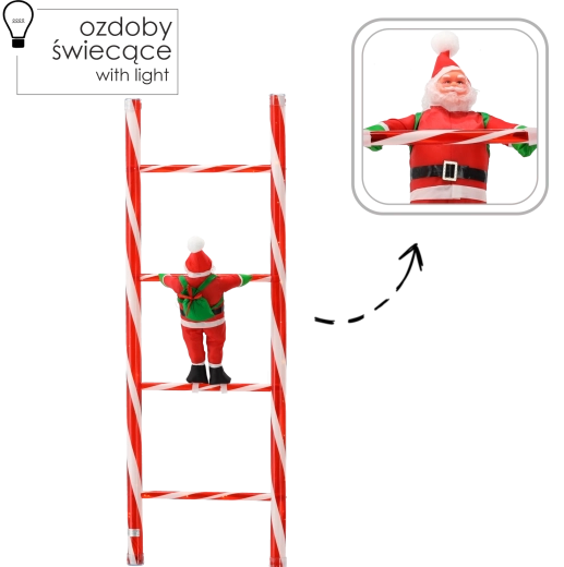 Christmas Decoration Santa on Ladder with LED, 121 cm