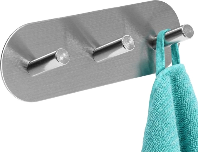 Storage Solutions self-adhesive wall hook with 3 stainless steel hooks 15 × 5 × 3.5 cm