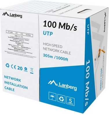 LAN kabelis UTP 100 Mb/s CCA 305 m, oranžinis
