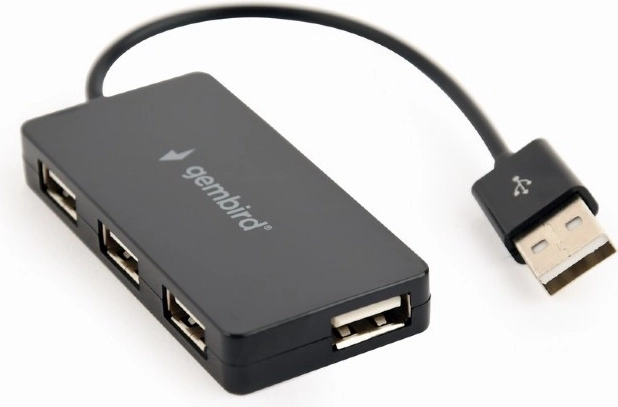 Juodas USB šakotuvas (hubas) 4 prievadai