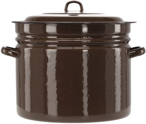 Enamel pot 40 l, 40 cm, brown with lid