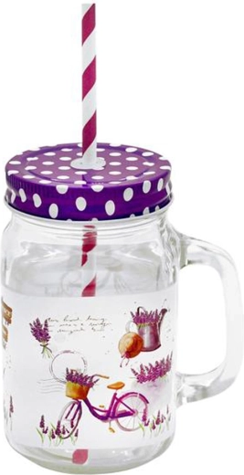 Stiklinė su šiaudeliu Mason Levanda 450 ml