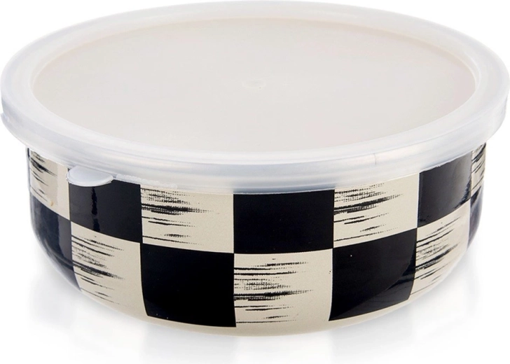 Emaliuotas dubenėlis su dangteliu Šachmatinė lentelė 17 cm, 1 l