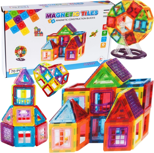Magnetinis 3D konstruktorius – 70 detalių