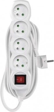 Emos extension lead with switch, 4 sockets, 5 m, white
