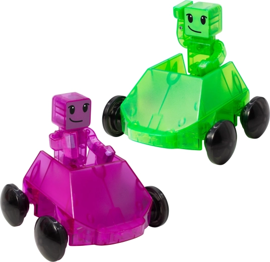 Two cars, two riders, and side-by-side racing