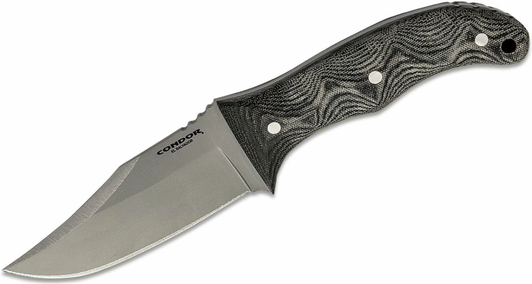Condor Little Bowie – compact outdoor knife 11.7 cm, gray Micarta, leather sheath