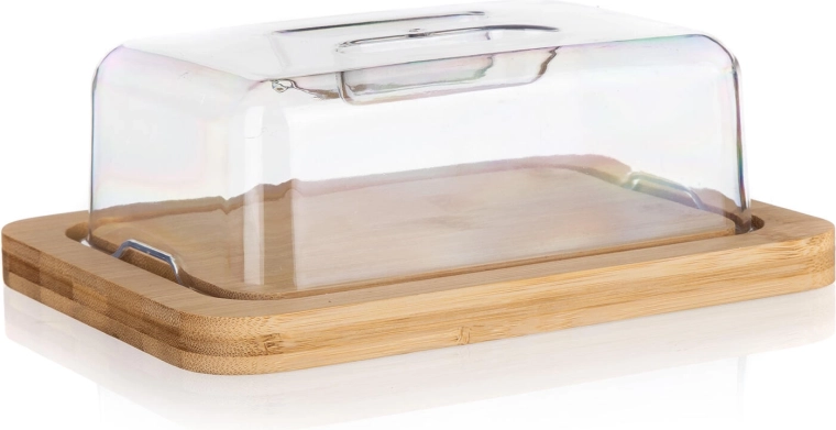 BRILLANTE Bamboo and Acrylic Butter Dish 20 × 15 × 7.5 cm