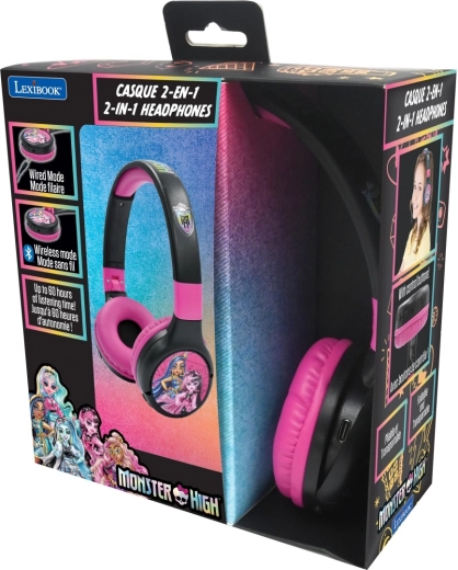Lexibook 2-in-1 Bluetooth foldable kids’ headphones MONSTER HIGH with volume limit