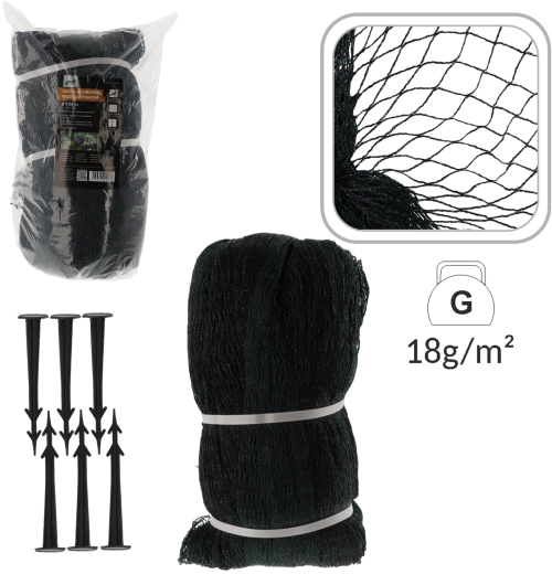 Apsauginis tinklas nuo paukščių 8 × 14 m, 18 g/m² + 16 plastikinės tvirtinimo smeigės