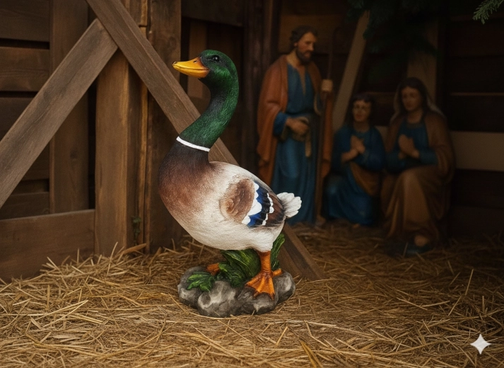 Decorative Duck Statue 38 cm for Nativity and Garden