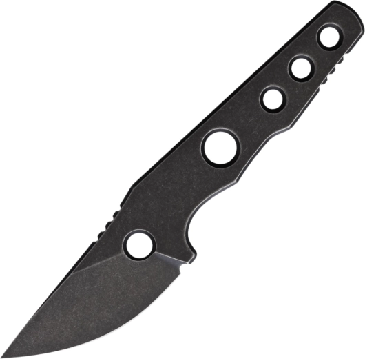 Kaklo peilis Petrified Fish Bison, 6,1 cm, Black Stonewash, vientiso metalo, Kydex dėklas