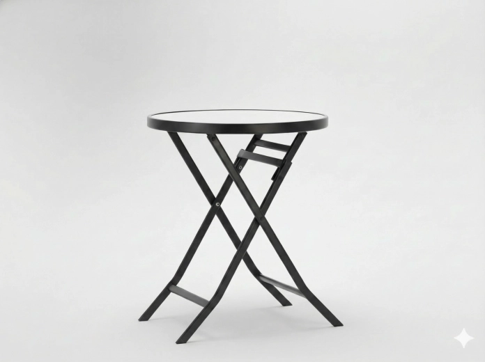 Sulankstomas apvalus sodo staliukas 60 cm, juodas