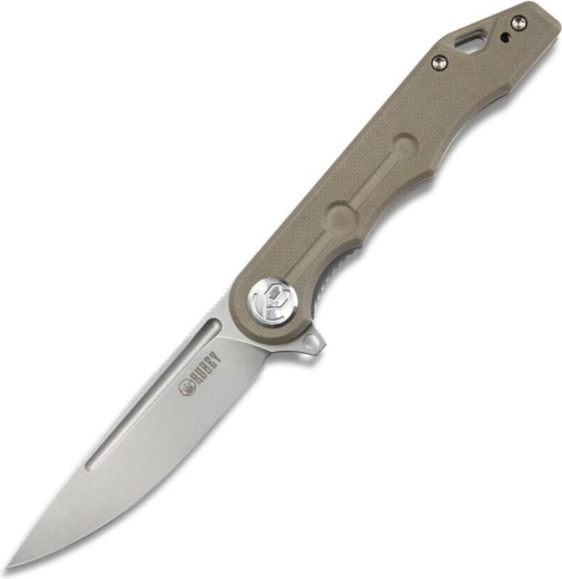 Sulankstomas peilis Kubey Mizo 8 cm, bead blasted, rudas G10