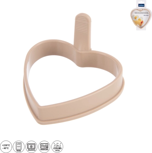 Silikoninė forma blyneliams ir kiaušiniams širdelė 9,5 × 9 cm smėlio spalvos