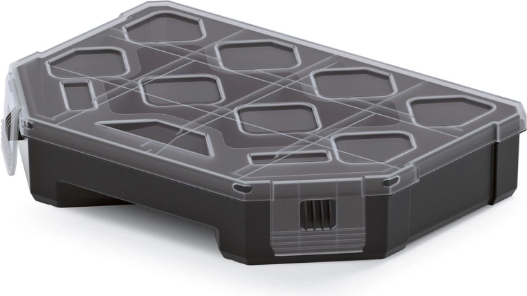 TAGER Organizer 195 × 142 × 40 mm, black with transparent lid