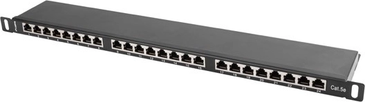 Patch panel with 24 Cat 5E ports