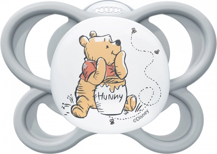 Žindukas NUK Perfect Match Air DISNEY Mikė Pūkuotukas, silikoninis, 0–6 mėn., pilkas