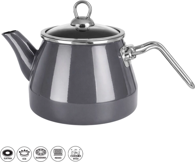 Emaliuotas arbatinukas Grey Lem 2 l