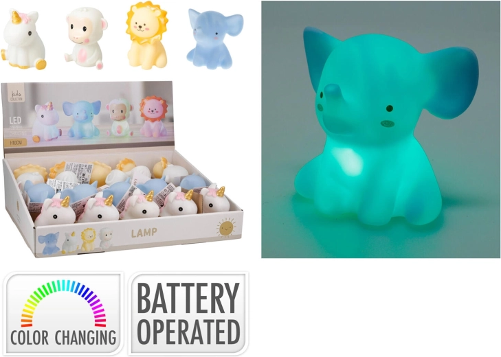 Vaikiška naktinė RGB lemputė-gyvūnėlis 10 cm