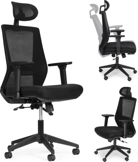 Ergonomiška pasukama biuro kėdė su reguliuojamu aukščiu modernhome, juoda