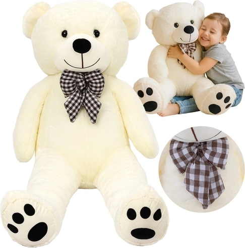 Kruzzel plush teddy bear 100 cm ecru with bow