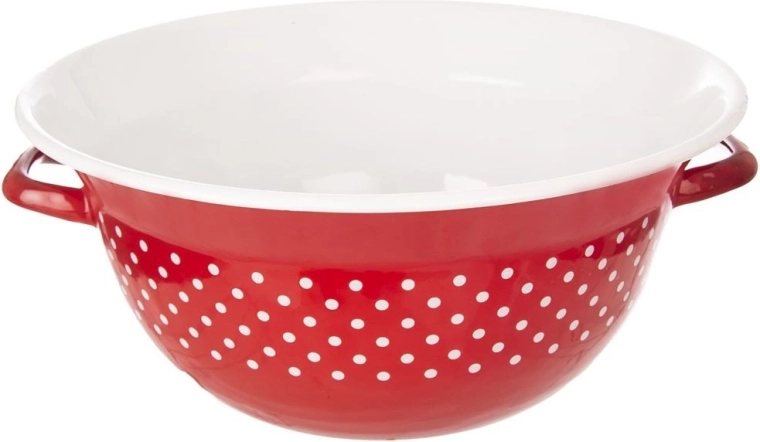 Emaliuotas virtuvinis dubuo su rankenomis, raudonas su taškeliais, 34 cm, 9 l