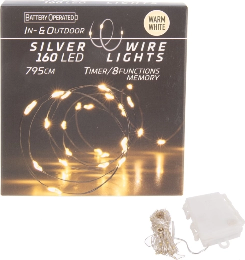 LED wire string lights 160 LEDs, yellow light with timer (indoor & outdoor)