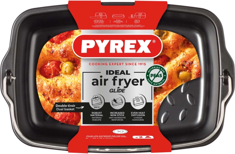 Metal rectangular basket for an air fryer 1 l