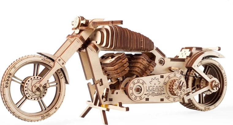 Wooden 3D Puzzle Motorcycle UGEARS – mechanical model without glue