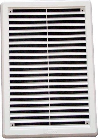 Ventiliacijos grotelės su tinkleliu 175 × 250 mm, baltos