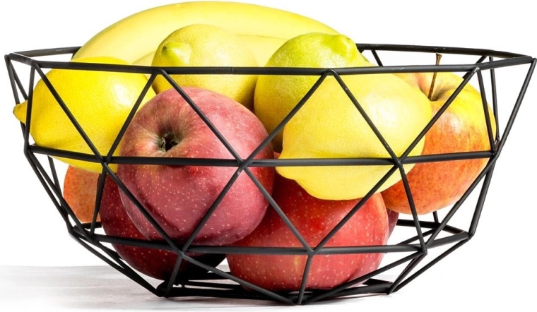 Metal geometric fruit bowl black 28 cm Vilde