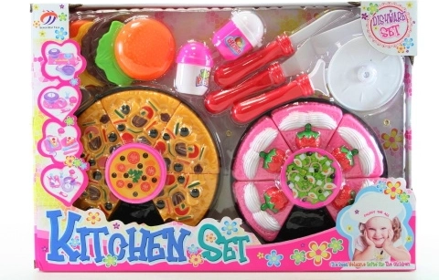 Plastic dishware and play food set for children