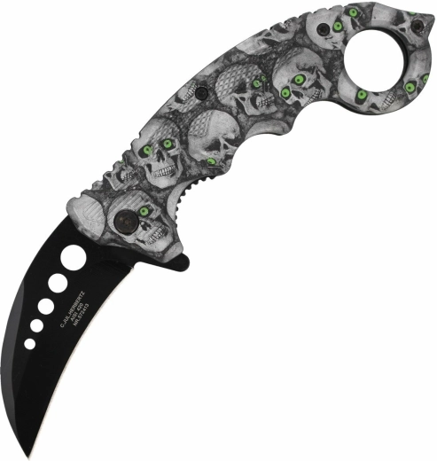 Herbertz CJH Skulls pocket folding knife karambit 7.3 cm