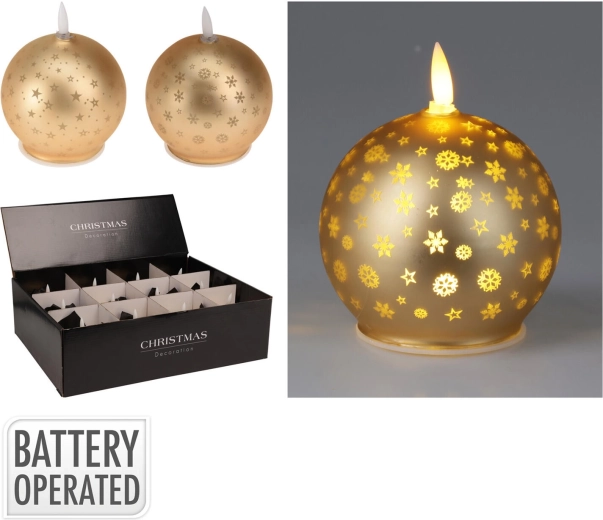 LED candle ball 10 cm gold – warm white