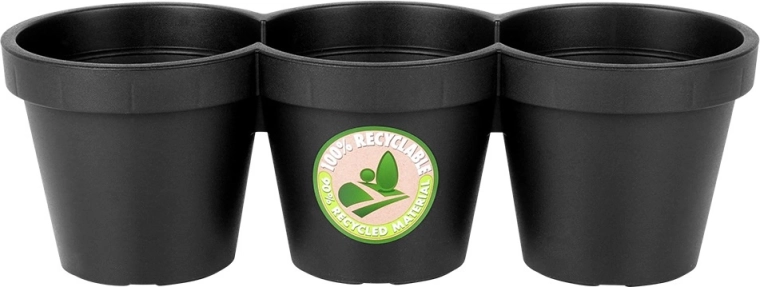 Three flower pots in one compact unit