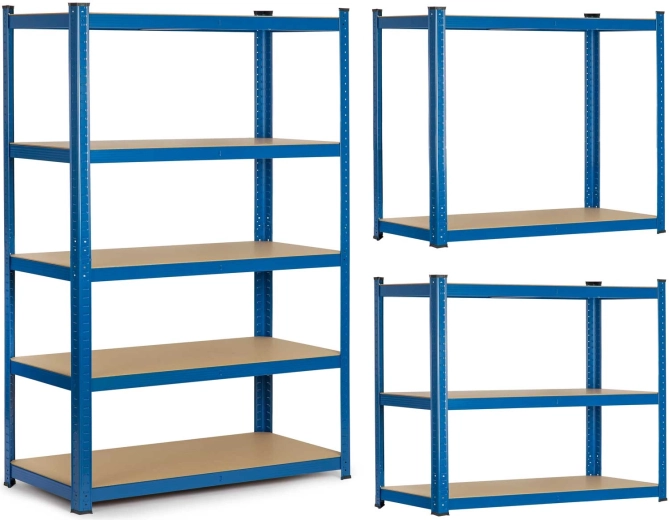 Metalinis stelažas Humberg 150 × 75 × 30 cm, 5 lentynos, mėlynas