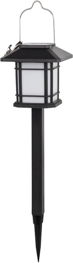 Saulės energija maitinamas sodo žibintas su smeige, 12 LED, nerūdijantis plienas ir juoda, 40 cm